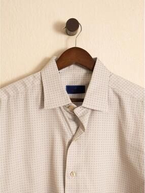 David Donahue Geometric Print Dress Shirt